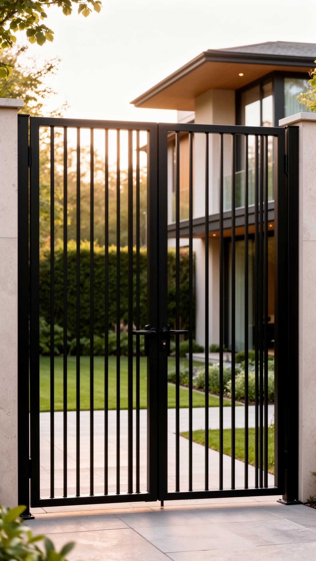 Modernes Metalltor an einem Privathaus